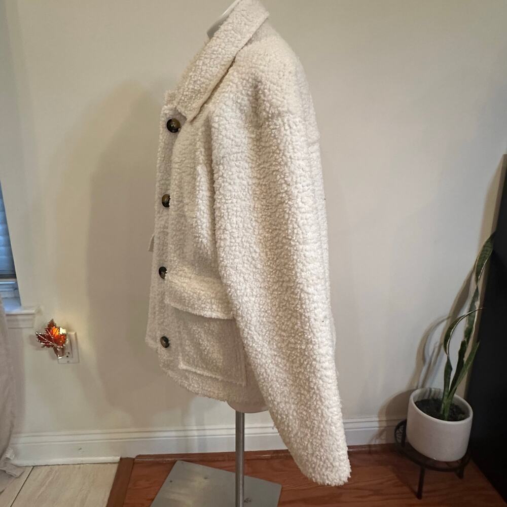 Sanctuary Cream Sherpa Teddy Oversized Shacket Jacket Size L - Picture 4 of 7